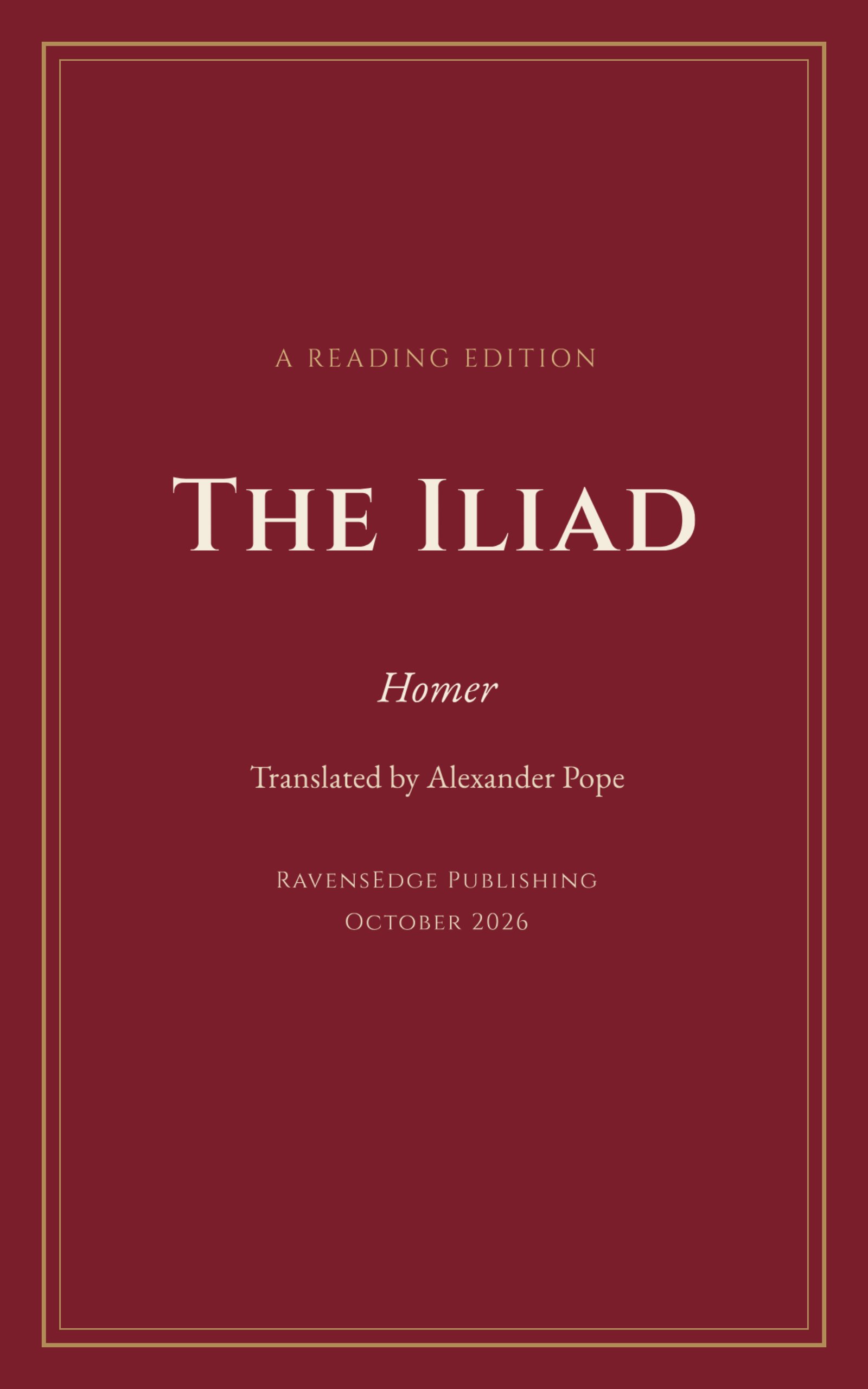 L'Iliade, traduite par Alexander Pope : couverture de l'édition RavensEdge